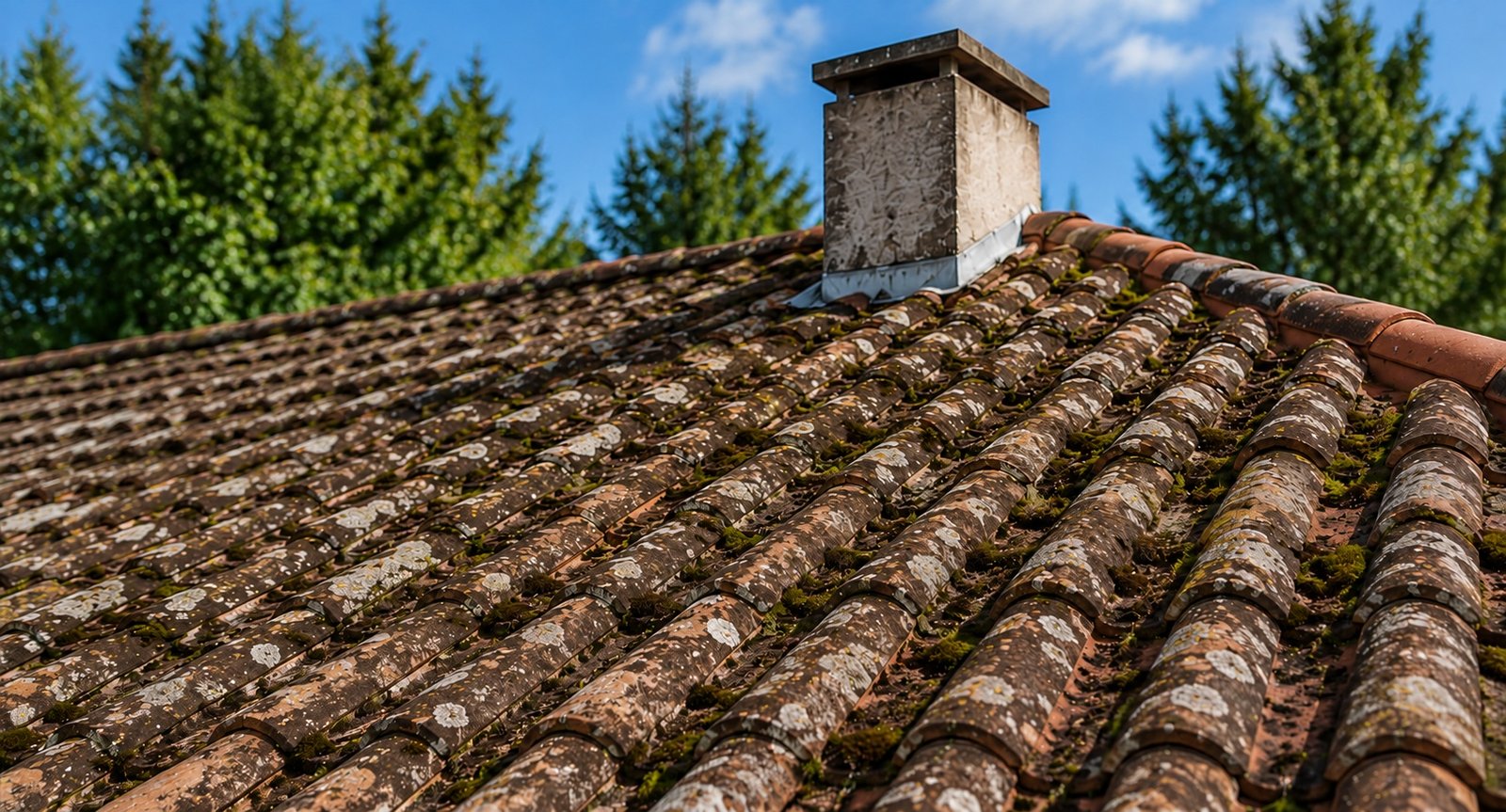 Toiture avant démoussage